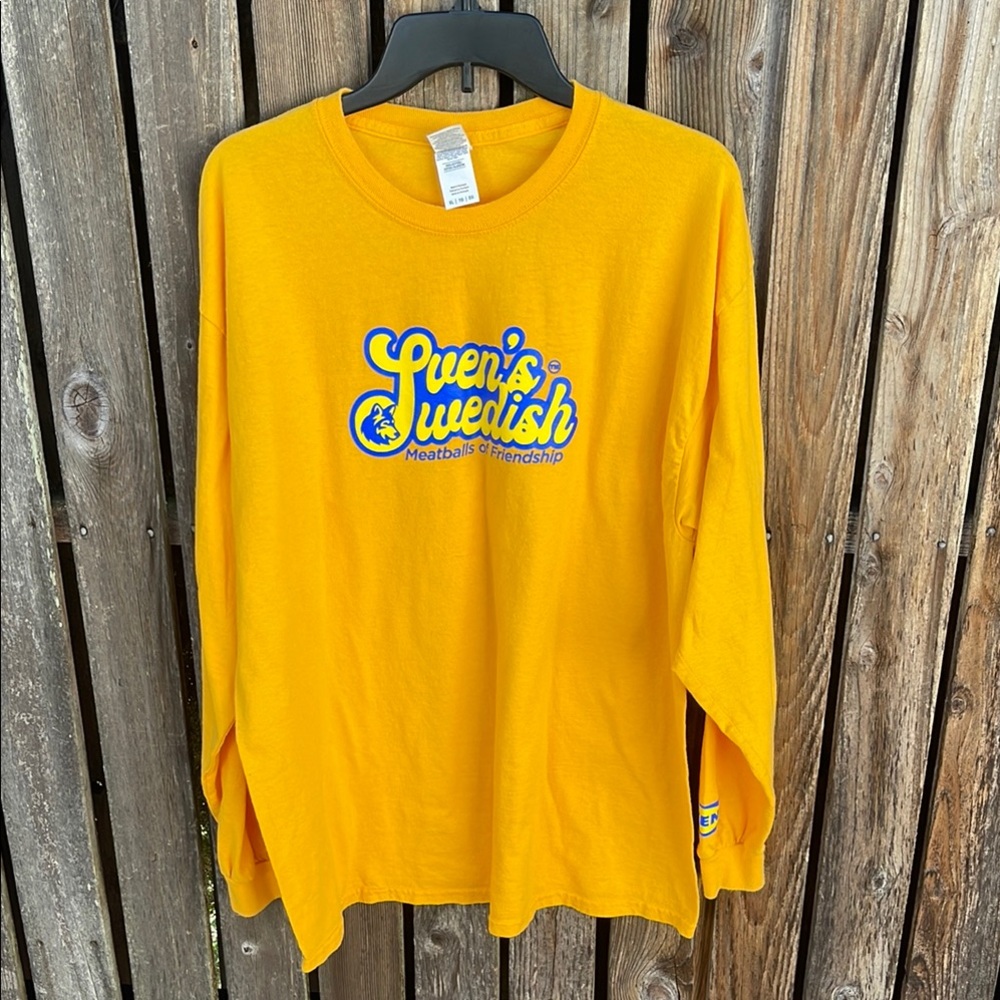 Pewdiepie Merch XL Sven’s Swedish Meatballs Shirt Long Sleeves Yellow Tee IKEA